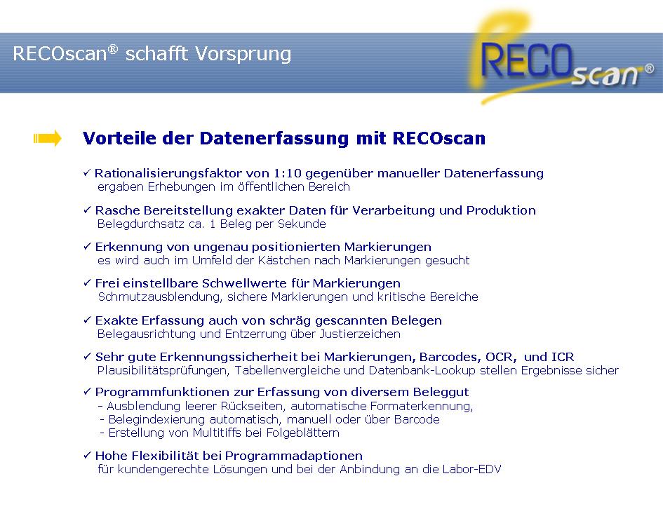 RECOscan - Vorteile der Datenerfassung mit RECOscan