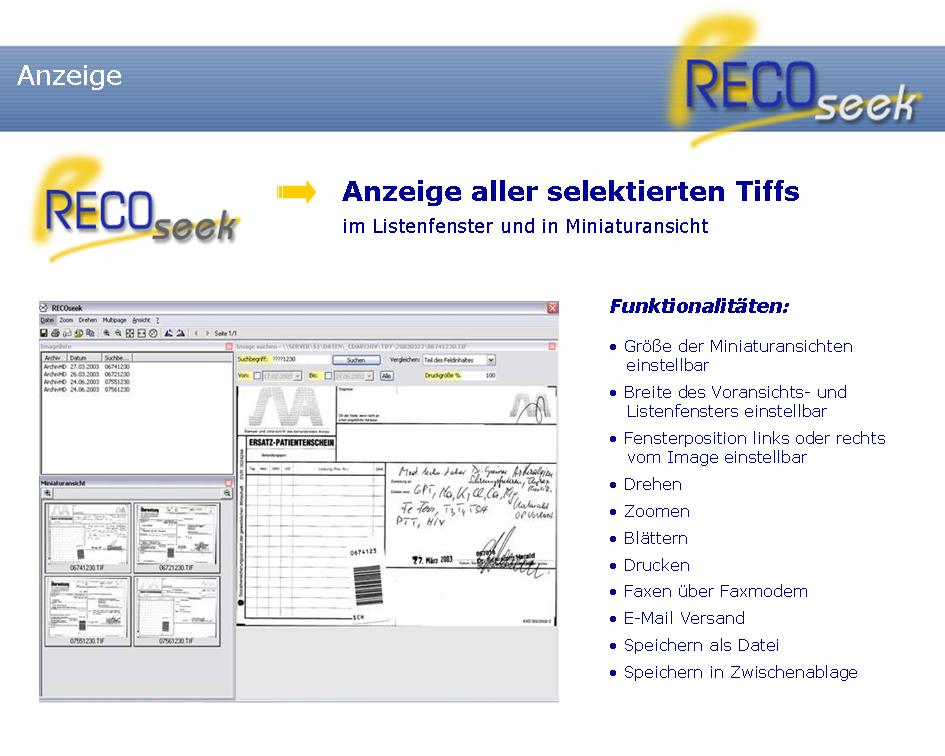 RECOseek Anzeige